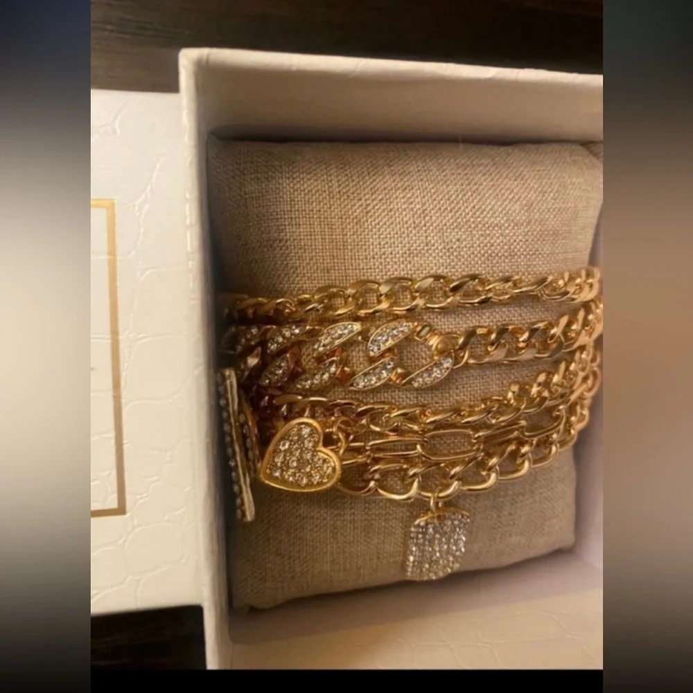 NEW Thalia Sodi gold tone chain link bracelet set